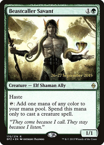Erudito Llamabestias [Cartas promocionales de prerelease de Batalla por Zendikar]