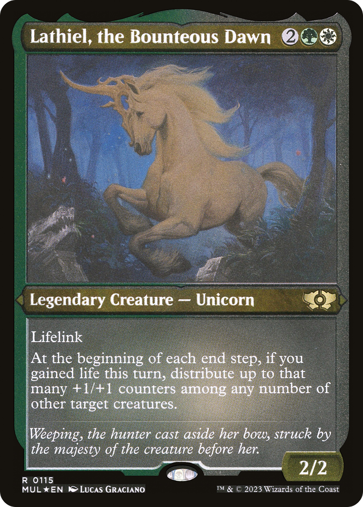 Lathiel, el Alba Dadivosa (Grabado foil) [Leyendas del Multiverso]
