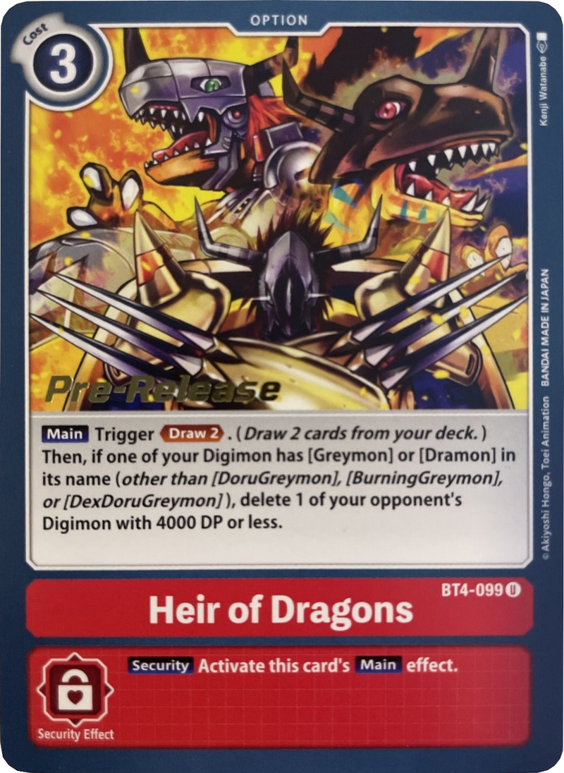 Heredero de Dragones [BT4-099] [Promos de Prelanzamiento Gran Leyenda]