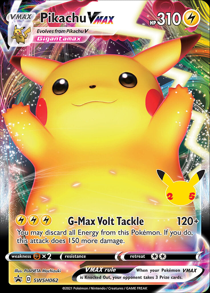 Pikachu VMAX (SWSH062) (Celebraciones) [Espada y Escudo: Cartas Promocionales de Estrella Negra]