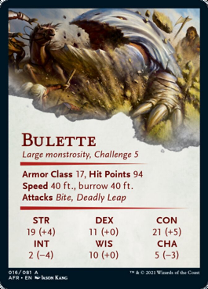 Carte illustrée de Bulette (signature estampée or) [Dungeons & Dragons: Adventures in the Forgotten Realms Art Series]
