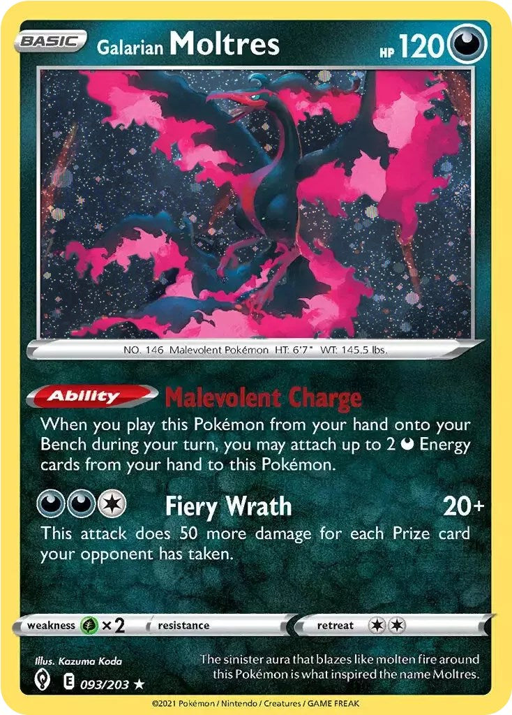 Moltres de Galar (093/203) (Holo Cósmico) [Espada y Escudo: Cielos Evolutivos]