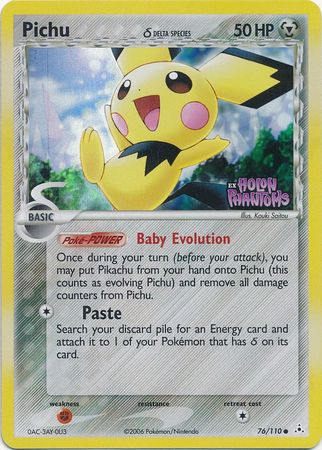 Pichu (76/110) (Espèce Delta) (Estampillé) [EX : Phantômes de Holon]