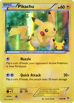 Pikachu (26/83) (20.º Aniversario) [XY: Generaciones]