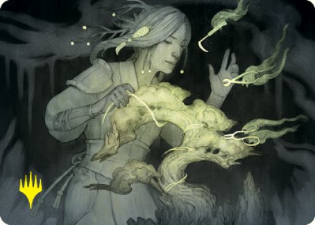 Carte d'art Cultivation attentive (Signature estampée or) [Série d'art Kamigawa: Dynastie Néon]