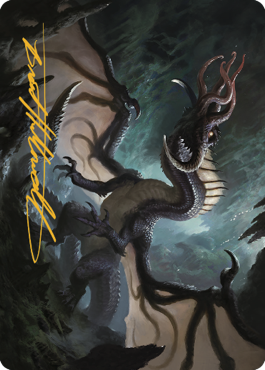 Carte d'art Dragon-voleur de cerveaux (Signature estampée or) [Série d'art Commander Legends : Bataille pour la Porte de Baldur]