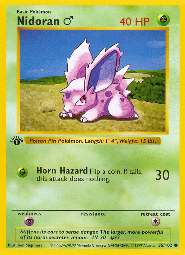 Nidoran (55/102) (Mâle) (Sans Ombre) [Set de Base 1re Édition]