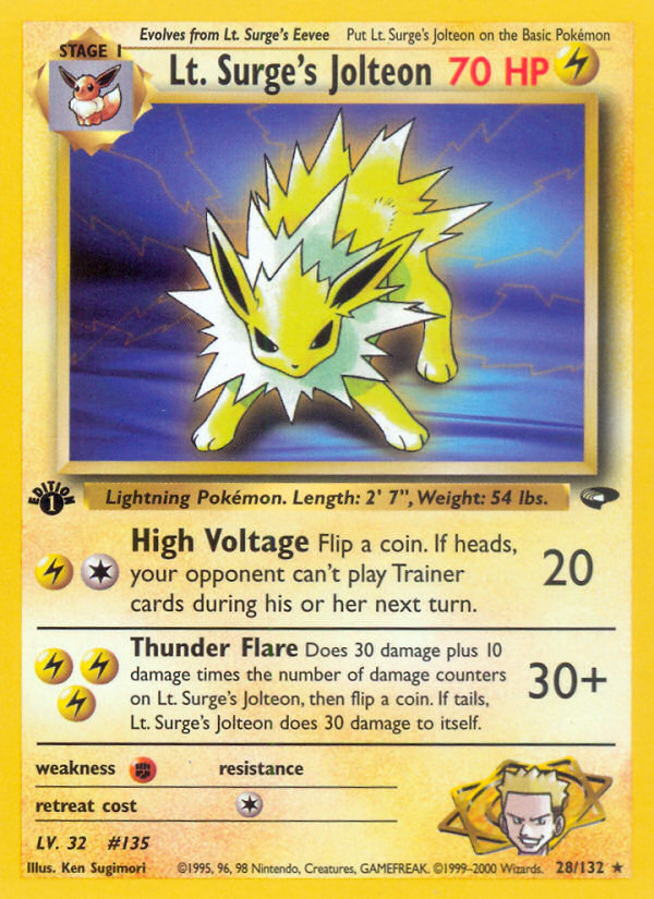 Jolteon de Lt. Surge (28/132) [Desafío de Gimnasio 1.ª Edición]