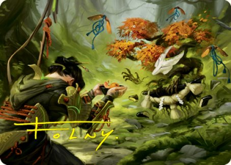 Carte artistique Communier avec les esprits (signature dorée) [Série artistique Kamigawa : la Dynastie Néon]