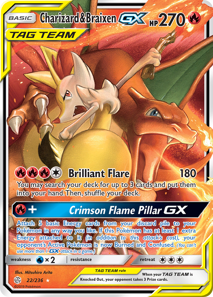 Dracaufeu et Goupelin GX (22/236) [Soleil et Lune : Éclipse Cosmique]