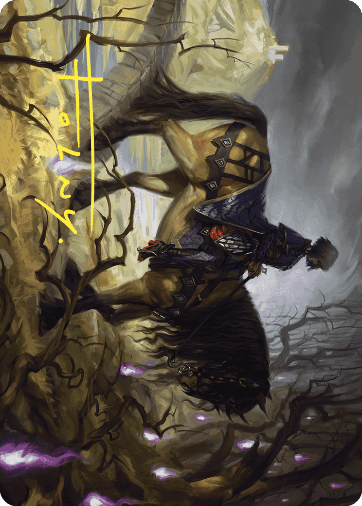 Carte artistique de la Traque sinistre de Rowan (signature dorée) [Série d'illustrations Les friches d'Eldraine]
