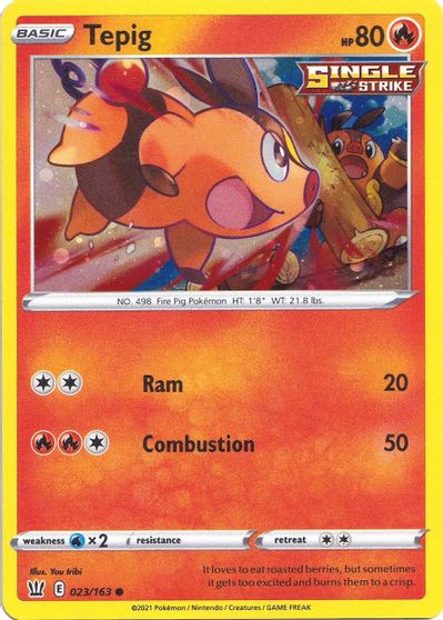 Tepig (023/163) (Holográfica Cósmica) [Espada y Escudo: Estilos de Combate]