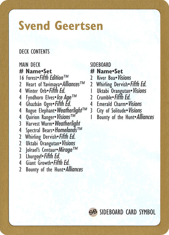 Lista de mazo de Svend Geertsen [Mazos del Campeonato Mundial 1997]