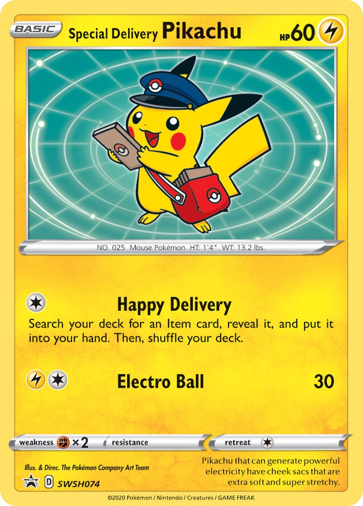 Pikachu Livraison Spéciale (EB074) [Épée et Bouclier : Cartes Promo Étoile Noire]