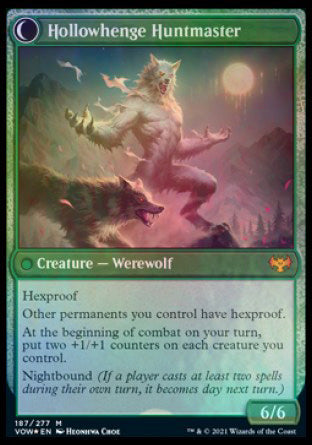 Cuidador de Avabruck // Cazador alfa de Hollowhenge [Promos de Prerelease de Innistrad: Voto Carmesí]