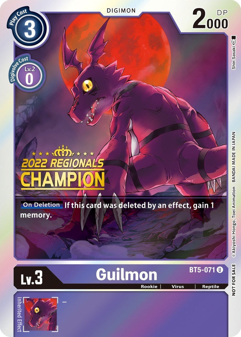 Guilmon [BT5-071] (Campeonato de 2022 Regional Presencial) (Campeón en línea) [Promocionales Batalla de Omni]