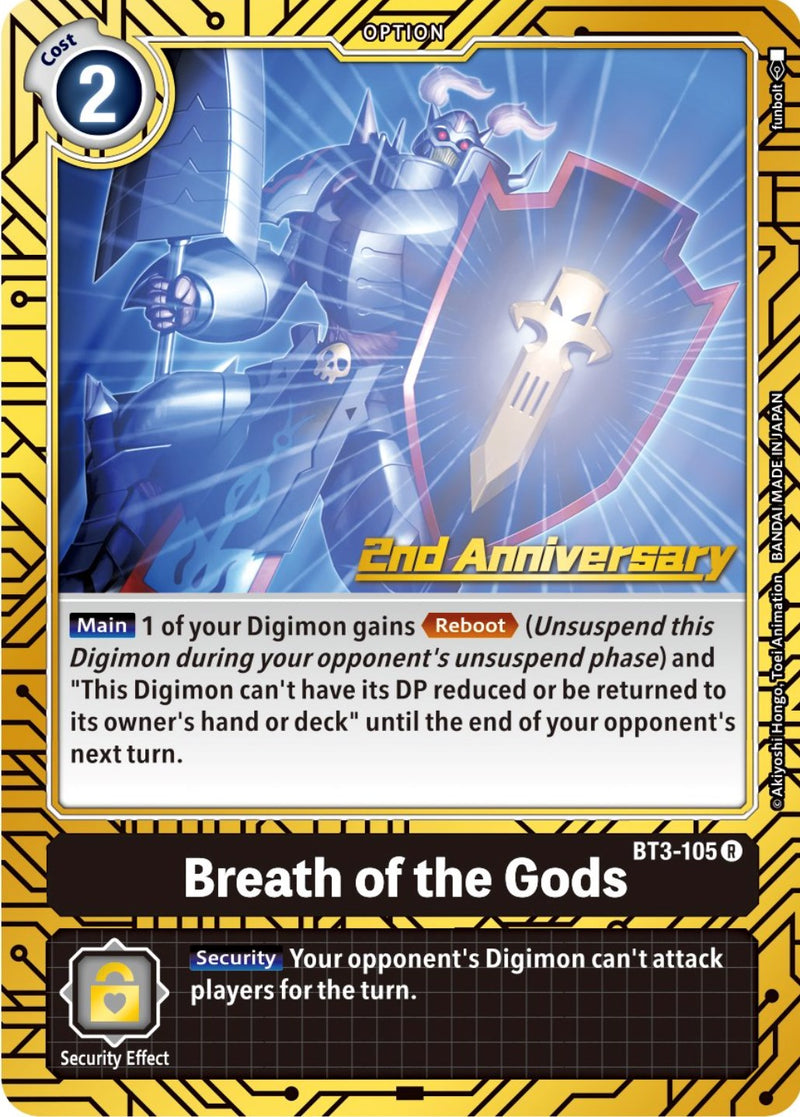 Aliento de los Dioses [BT3-105] (Juego de Cartas del 2º Aniversario) [Promos de Sobres Especiales de Lanzamiento]