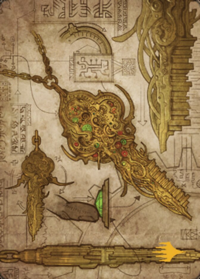 Carte artistique Clé de la ville (symbole Planeswalker estampé or) [Série artistique La Guerre fraternelle]