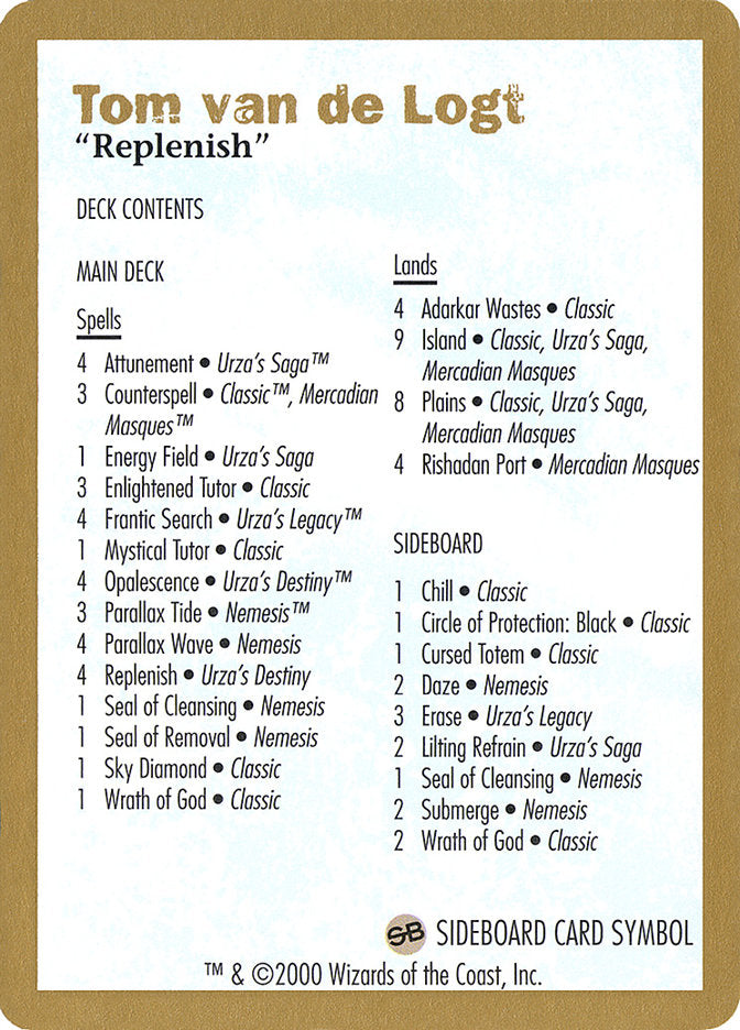 Liste de deck de Tom van de Logt [Decks des Championnats du Monde 2000]
