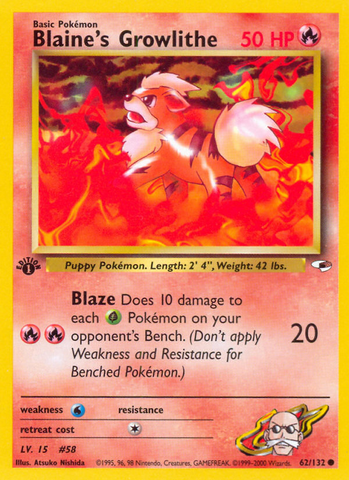 Growlithe de Blaine (62/132) [Héroes de Gimnasio 1ª edición]