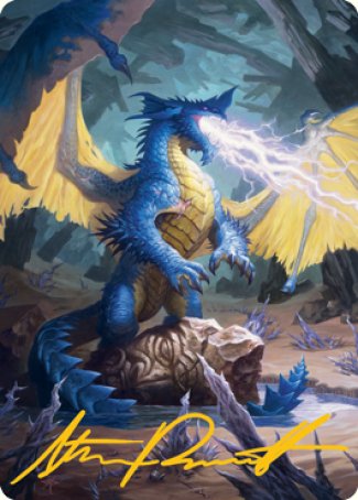 Carte artistique Dragon bleu (Signature estampillée or) [Donjons & Dragons : Aventures dans les Royaumes Oubliés - Série d'illustrations]