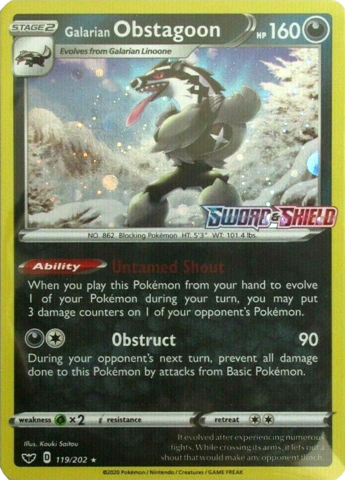 Obstagoon de Galar (119/202) (Holográfica Cosmos) [Espada y Escudo: Set Base]