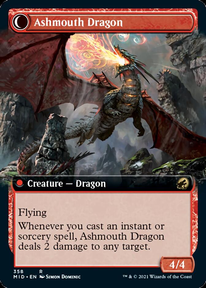 Œuf couvant // Dragon de la Gueule cendrée (Illustration étendue) [Innistrad : Chasse de minuit]