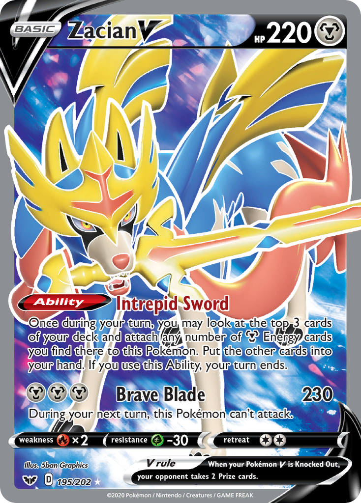 Zacian V (195/202) [Épée et Bouclier : Set de Base]