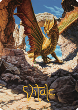 Carte illustrée Dragon de laiton ancien (02) (Signature estampillée or) [Commander Legends : Battle for Baldur's Gate Art Series]