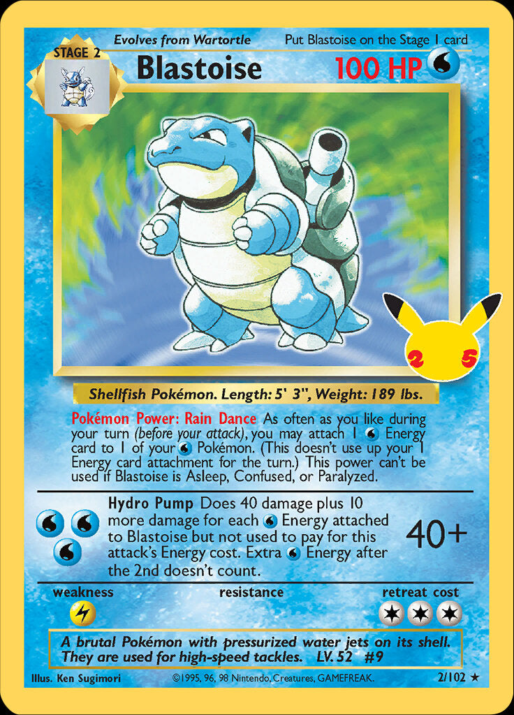 Blastoise (2/102) [Celebraciones: 25º Aniversario - Colección Clásica]